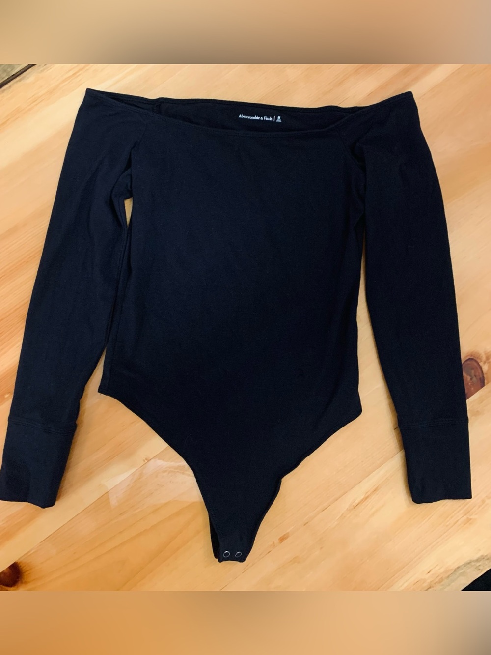 Abercrombie & Fitch Black Off-Shoulder Long Sleeve Bodysuit